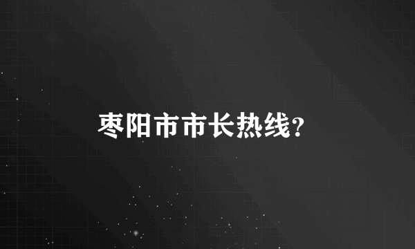 枣阳市市长热线？