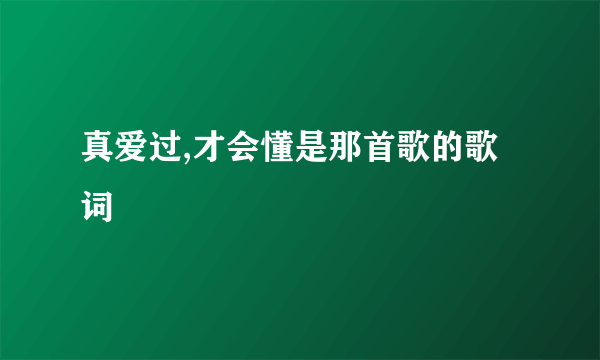 真爱过,才会懂是那首歌的歌词