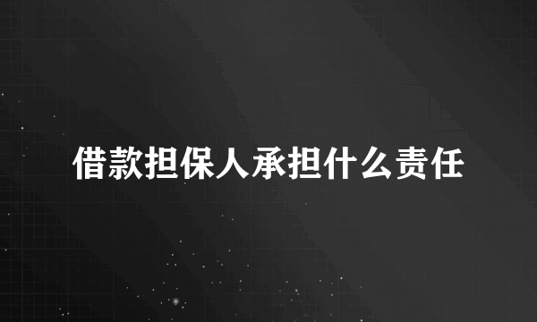 借款担保人承担什么责任