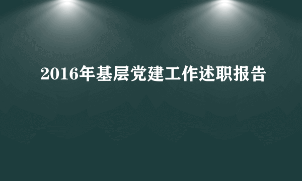 2016年基层党建工作述职报告