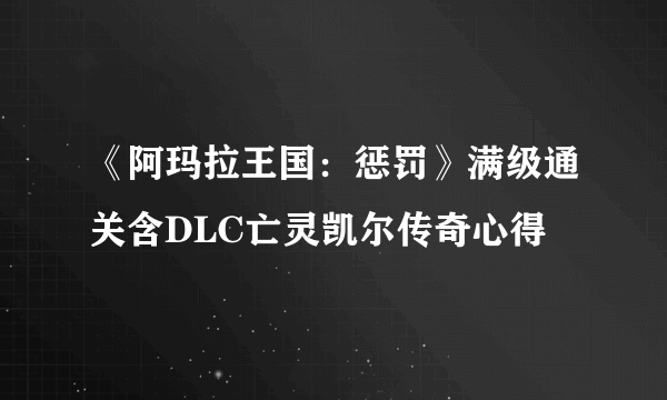 《阿玛拉王国：惩罚》满级通关含DLC亡灵凯尔传奇心得