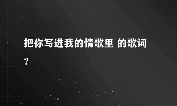 把你写进我的情歌里 的歌词？