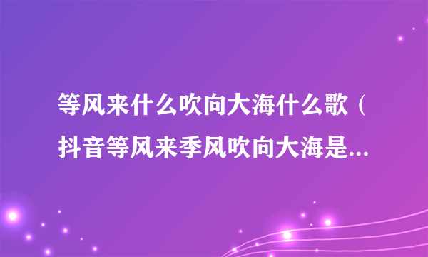 等风来什么吹向大海什么歌（抖音等风来季风吹向大海是什么歌谁唱的）