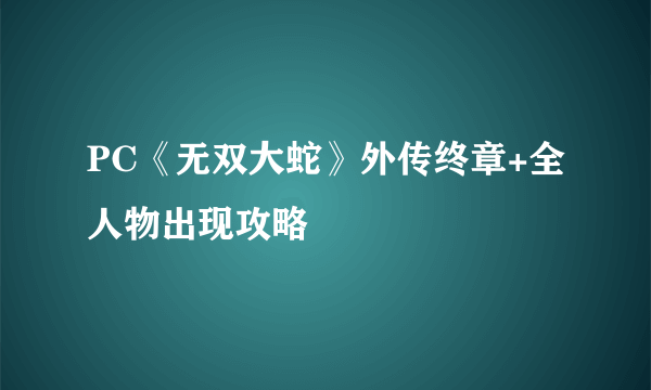 PC《无双大蛇》外传终章+全人物出现攻略