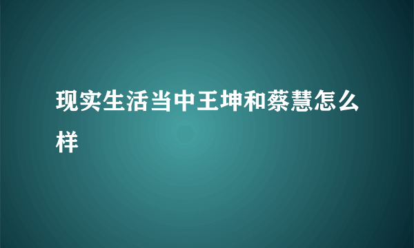 现实生活当中王坤和蔡慧怎么样