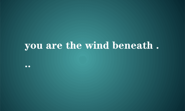 you are the wind beneath my wings，什么意思？