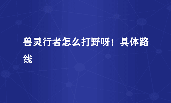 兽灵行者怎么打野呀！具体路线