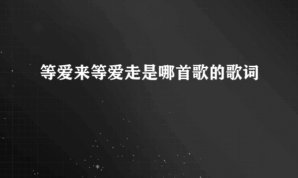 等爱来等爱走是哪首歌的歌词