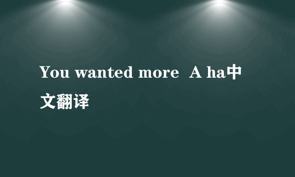 You wanted more  A ha中文翻译