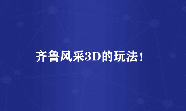 齐鲁风采3D的玩法！