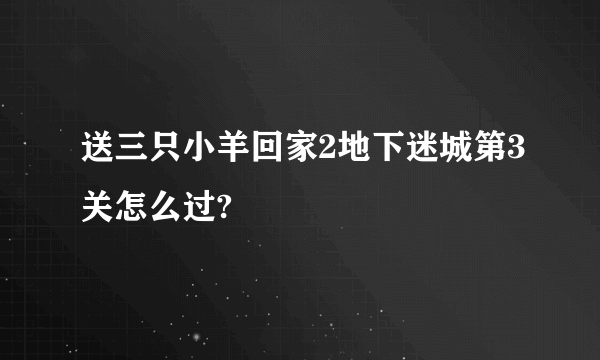 送三只小羊回家2地下迷城第3关怎么过?