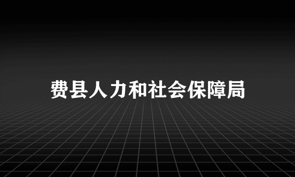 费县人力和社会保障局