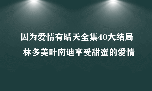 因为爱情有晴天全集40大结局 林多美叶南迪享受甜蜜的爱情