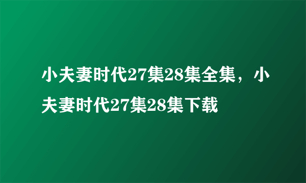 小夫妻时代27集28集全集，小夫妻时代27集28集下载