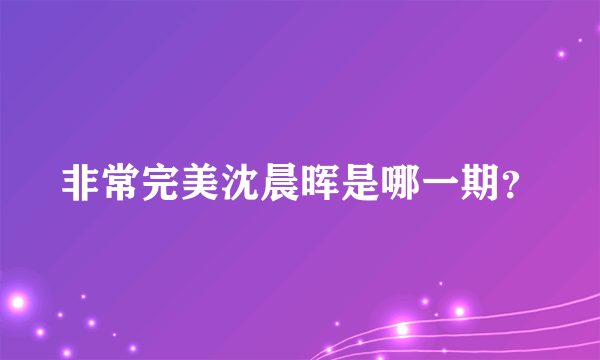 非常完美沈晨晖是哪一期？