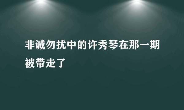 非诚勿扰中的许秀琴在那一期被带走了