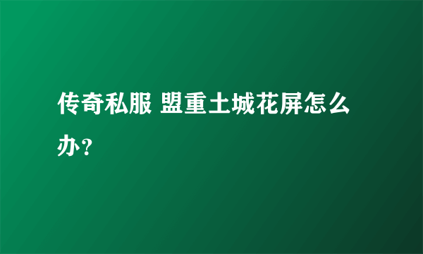 传奇私服 盟重土城花屏怎么办？