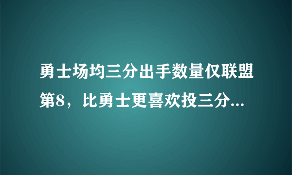 勇士场均三分出手数量仅联盟第8，比勇士更喜欢投三分的球队分别是谁？你怎么看？