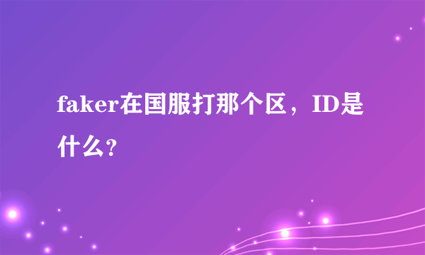 faker在国服打那个区，ID是什么？