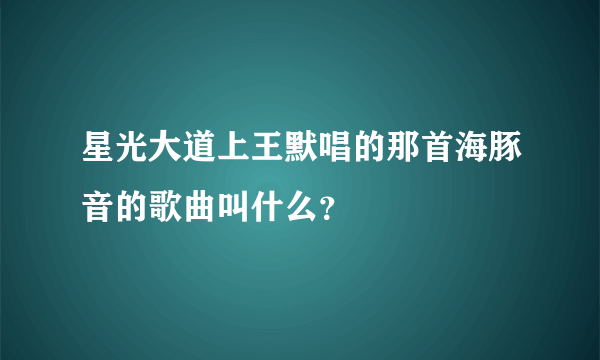 星光大道上王默唱的那首海豚音的歌曲叫什么？