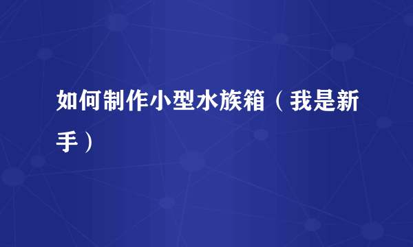 如何制作小型水族箱（我是新手）