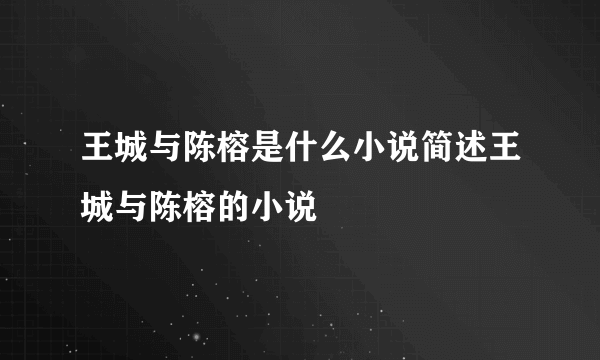 王城与陈榕是什么小说简述王城与陈榕的小说