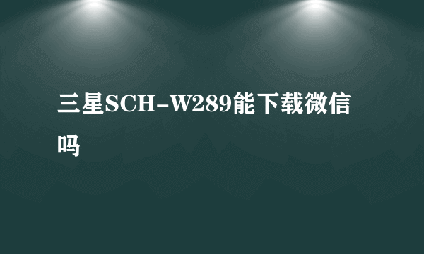 三星SCH-W289能下载微信吗