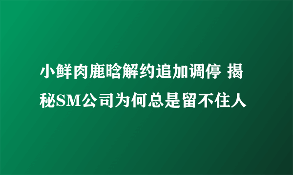 小鲜肉鹿晗解约追加调停 揭秘SM公司为何总是留不住人