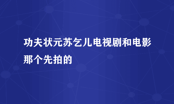 功夫状元苏乞儿电视剧和电影那个先拍的