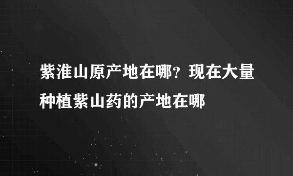 紫淮山原产地在哪？现在大量种植紫山药的产地在哪