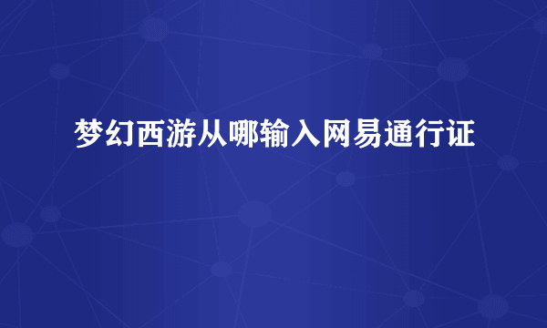 梦幻西游从哪输入网易通行证