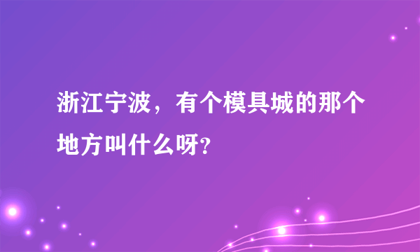 浙江宁波，有个模具城的那个地方叫什么呀？