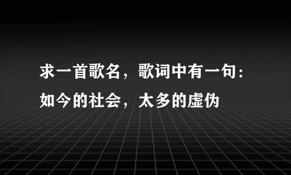 求一首歌名，歌词中有一句：如今的社会，太多的虚伪