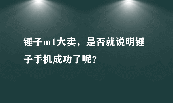 锤子m1大卖，是否就说明锤子手机成功了呢？