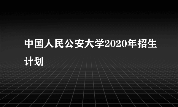 中国人民公安大学2020年招生计划