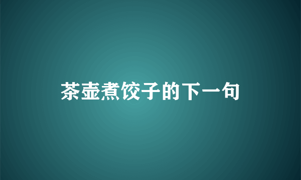 茶壶煮饺子的下一句