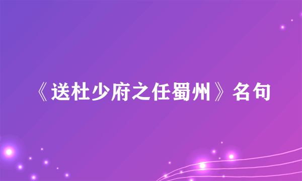 《送杜少府之任蜀州》名句