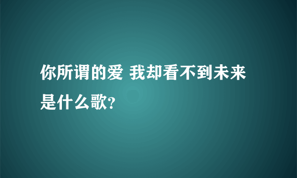 你所谓的爱 我却看不到未来 是什么歌？