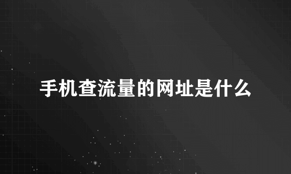 手机查流量的网址是什么