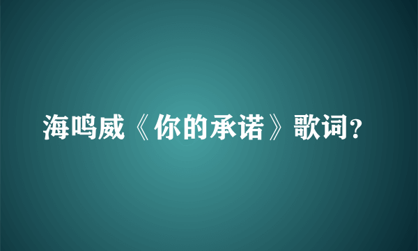 海鸣威《你的承诺》歌词？