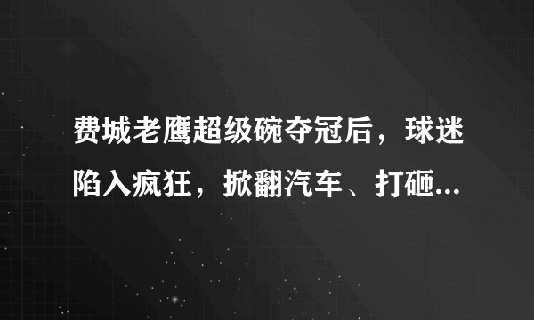 费城老鹰超级碗夺冠后，球迷陷入疯狂，掀翻汽车、打砸商店，你怎么看？