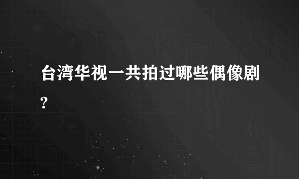 台湾华视一共拍过哪些偶像剧?