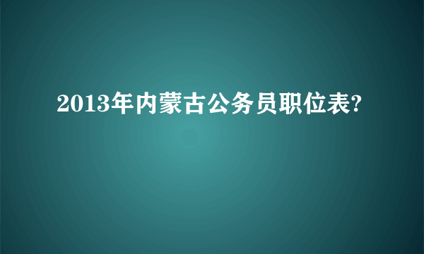 2013年内蒙古公务员职位表?