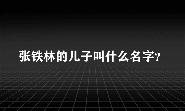 张铁林的儿子叫什么名字？