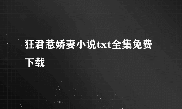 狂君惹娇妻小说txt全集免费下载