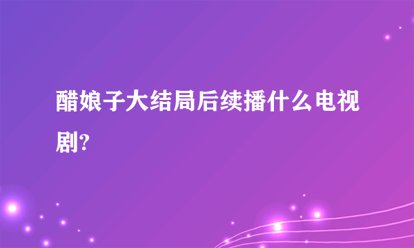 醋娘子大结局后续播什么电视剧?