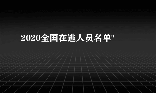 2020全国在逃人员名单