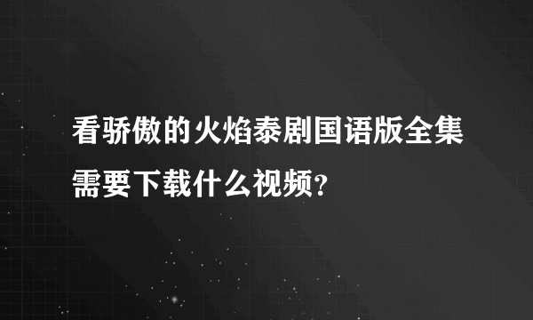 看骄傲的火焰泰剧国语版全集需要下载什么视频？