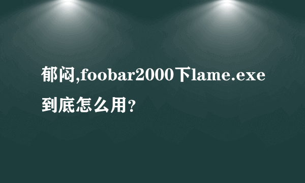 郁闷,foobar2000下lame.exe到底怎么用？