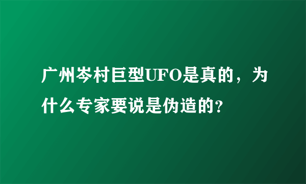 广州岑村巨型UFO是真的，为什么专家要说是伪造的？